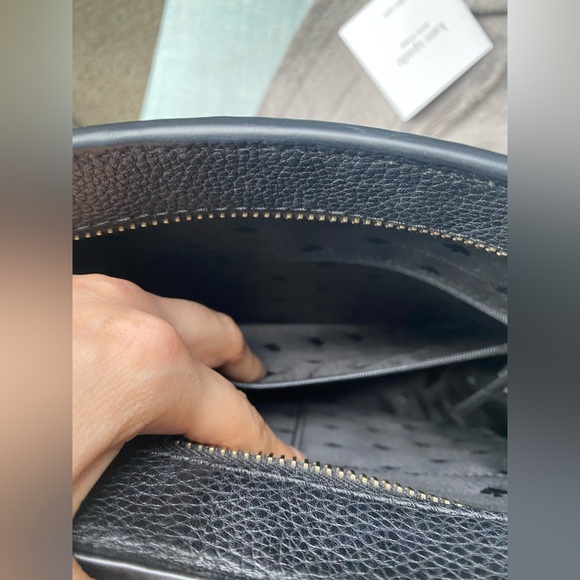 Kate Spade Black Pebbled Leather Crossbody Satchel Bag, Tassel Detail, Like New - Picture 6 of 13